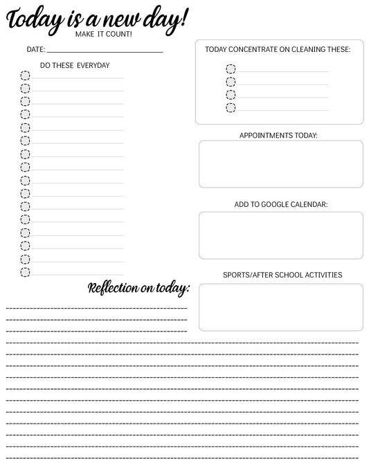 Daily Printable Planner page